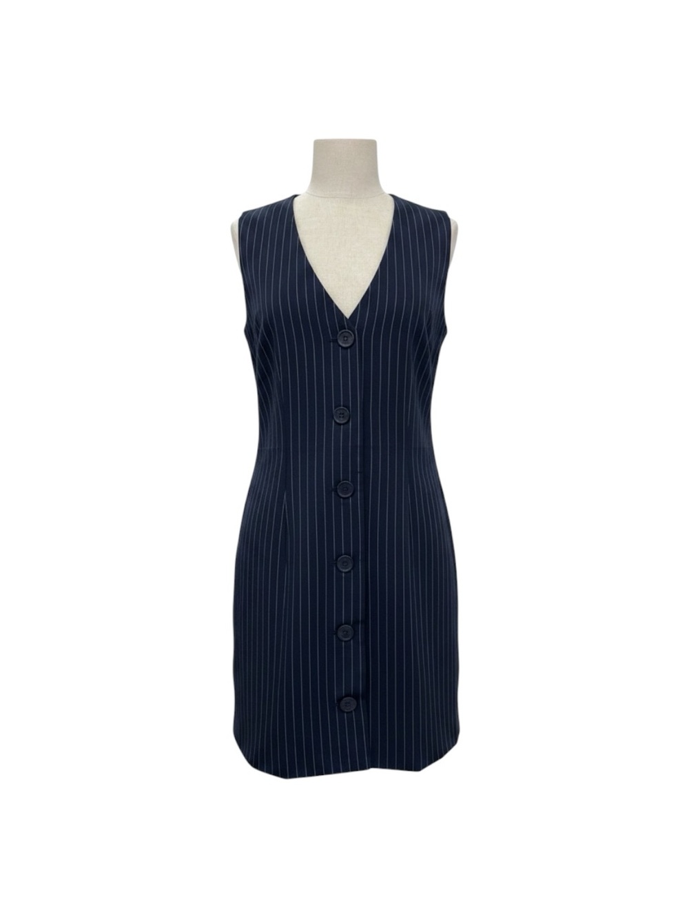 Steve Madden Navy Pinstripe Button-Front Shift Dress – NWT, Size S